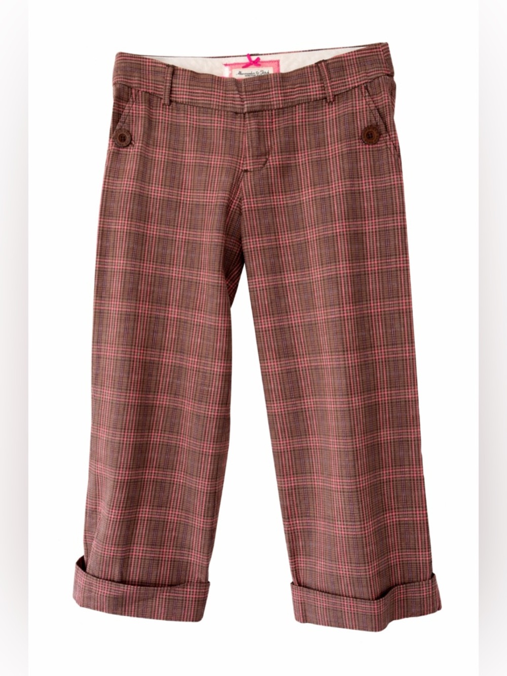 Abercrombie Y2K Capri Pants Low Rise Preppy Brown Pink Size 4